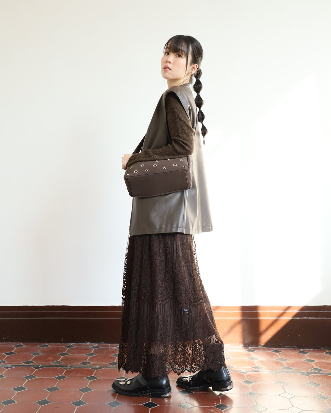 Faux Leather Collarless Vest (2 colors)