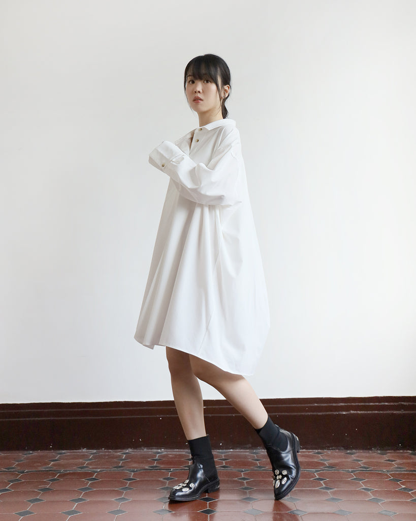 Front Pleated Shirt Dress (4 color)