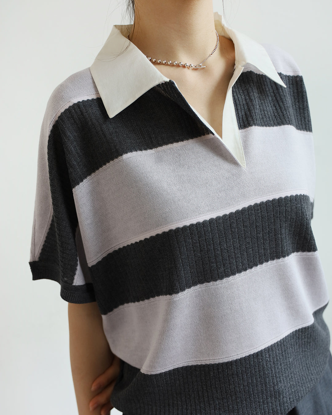 Contrast Striped Polo Top (2 colors)