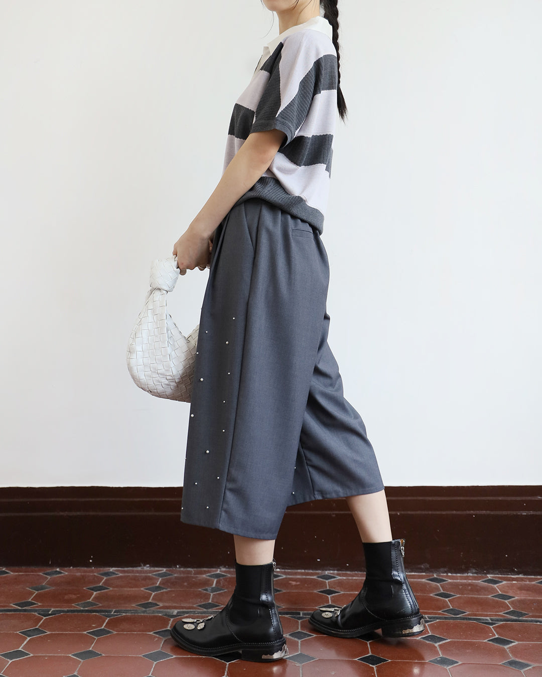 Contrast Striped Polo Top (2 colors)