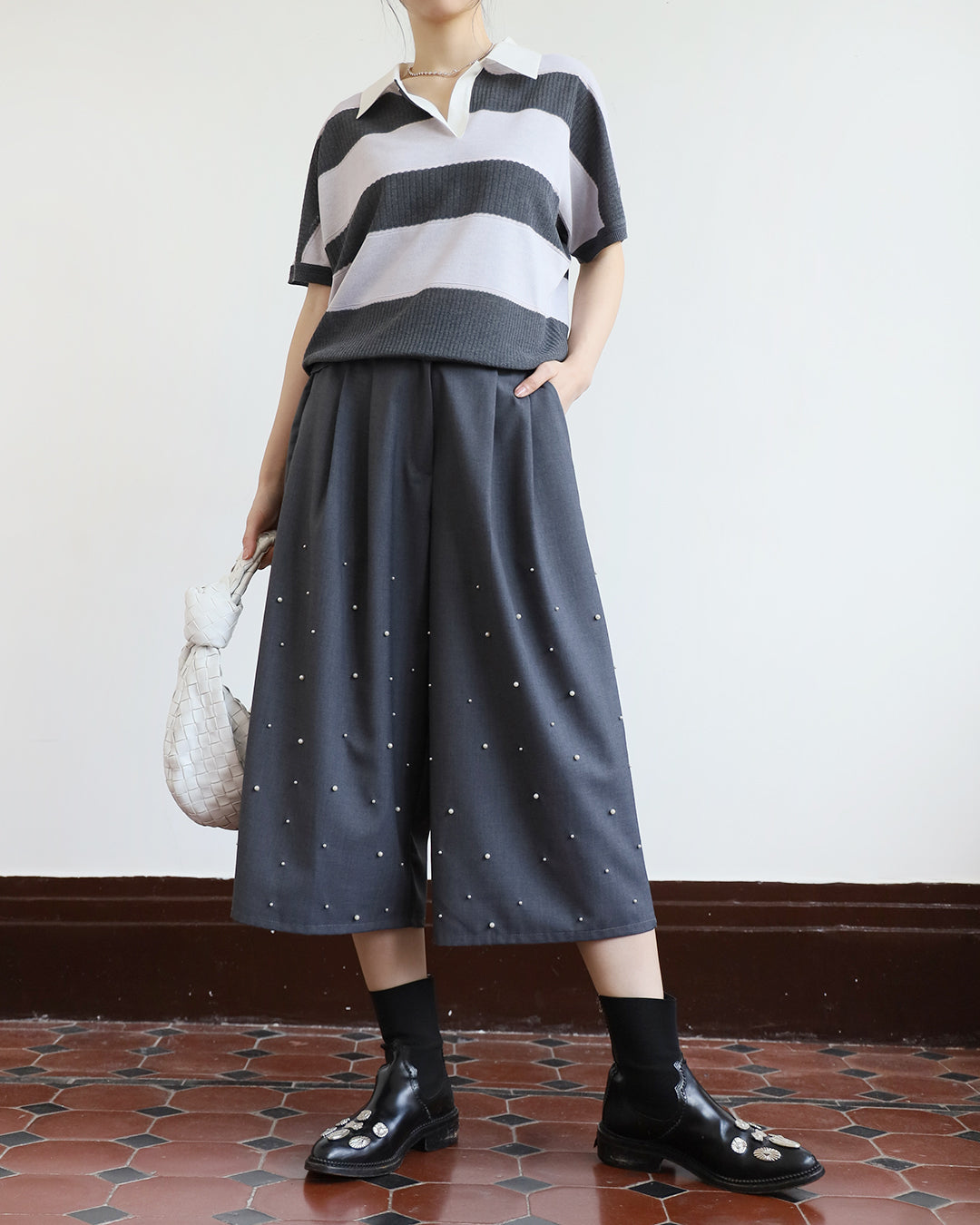 Contrast Striped Polo Top (2 colors)