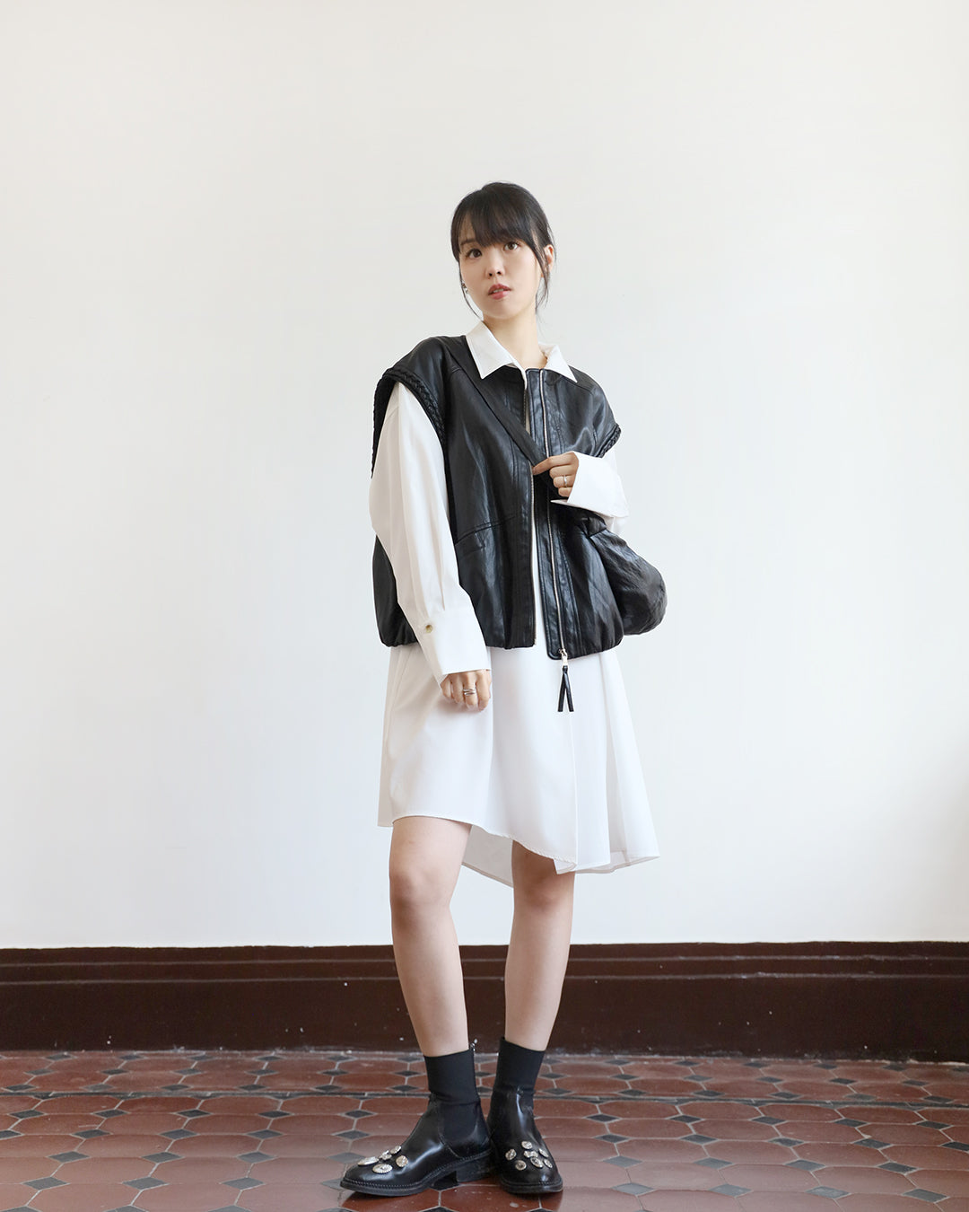 Front Pleated Shirt Dress (4 color)