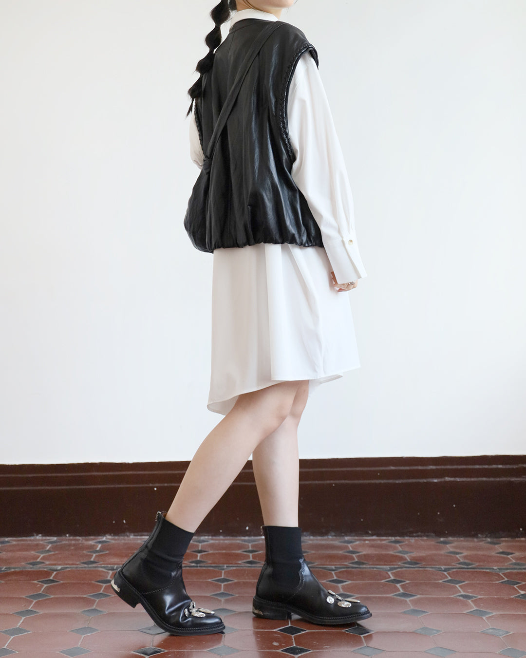 Front Pleated Shirt Dress (4 color)