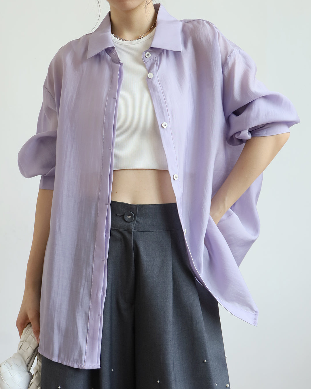 Silky Shirt w/ Back Buttons (4 colors)