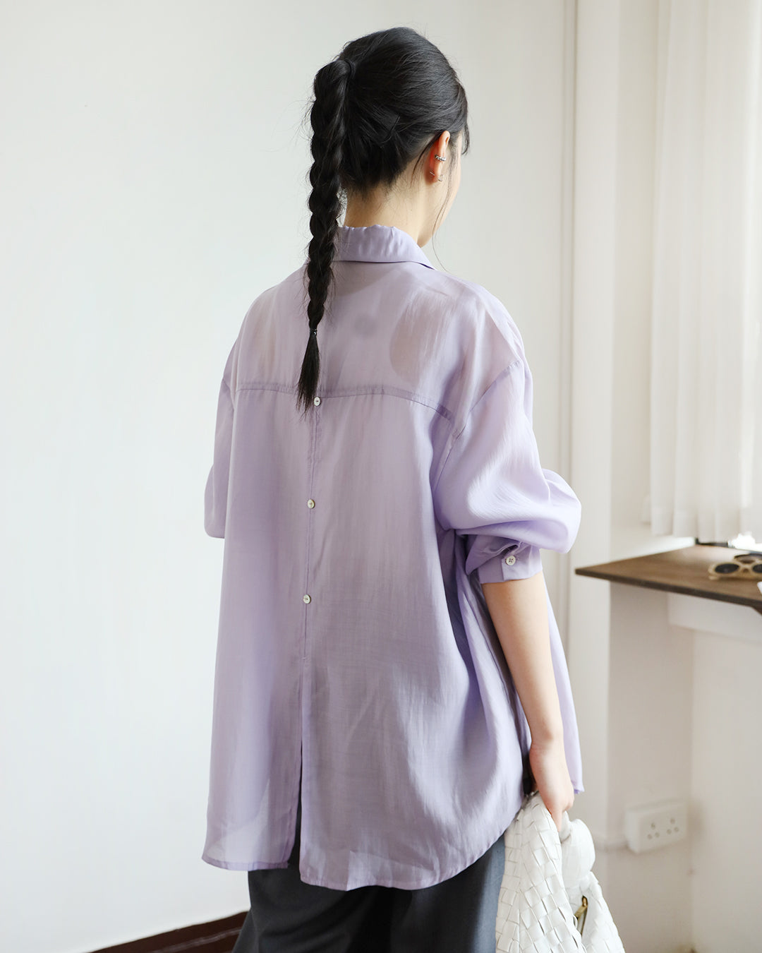 Silky Shirt w/ Back Buttons (4 colors)