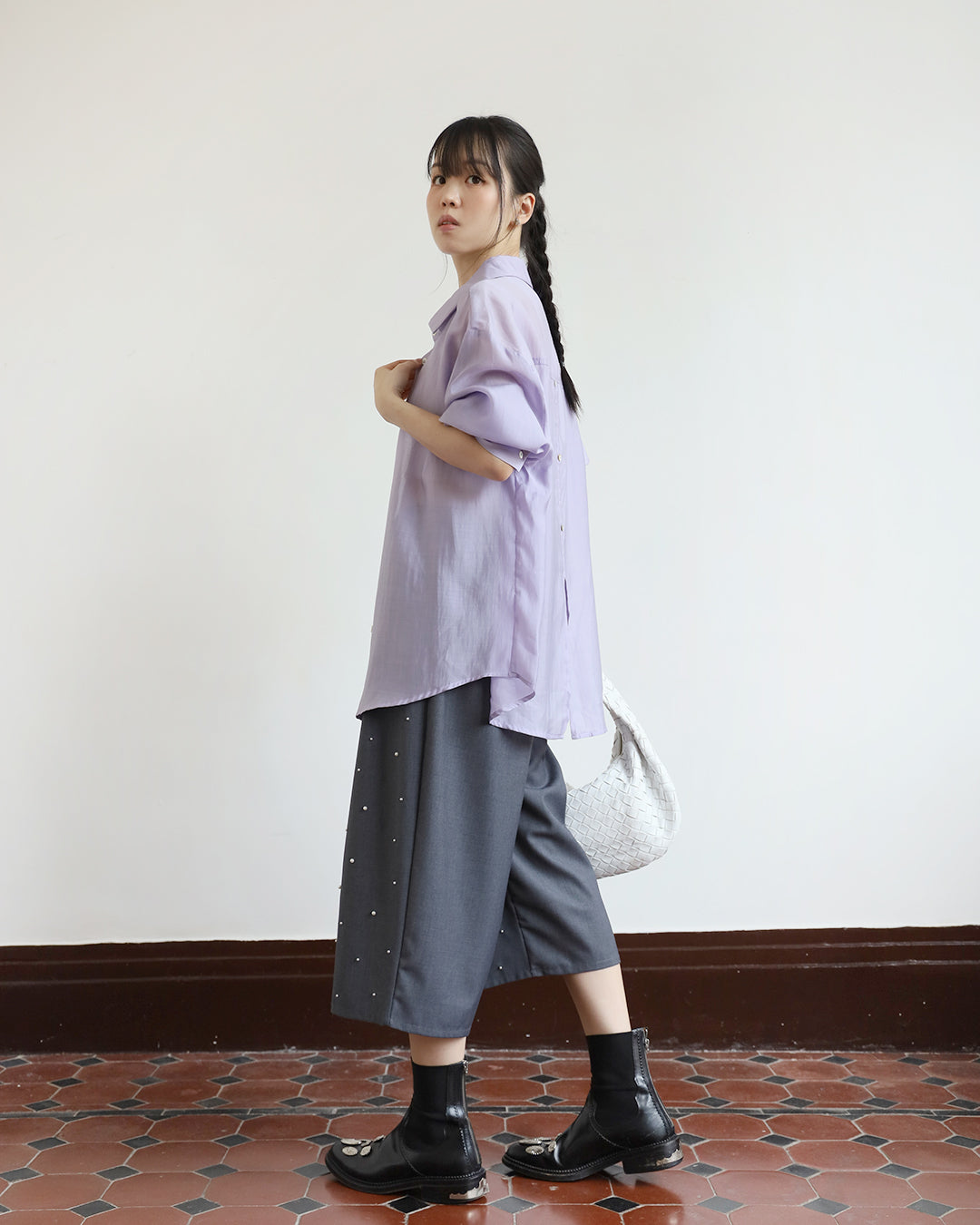 Silky Shirt w/ Back Buttons (4 colors)