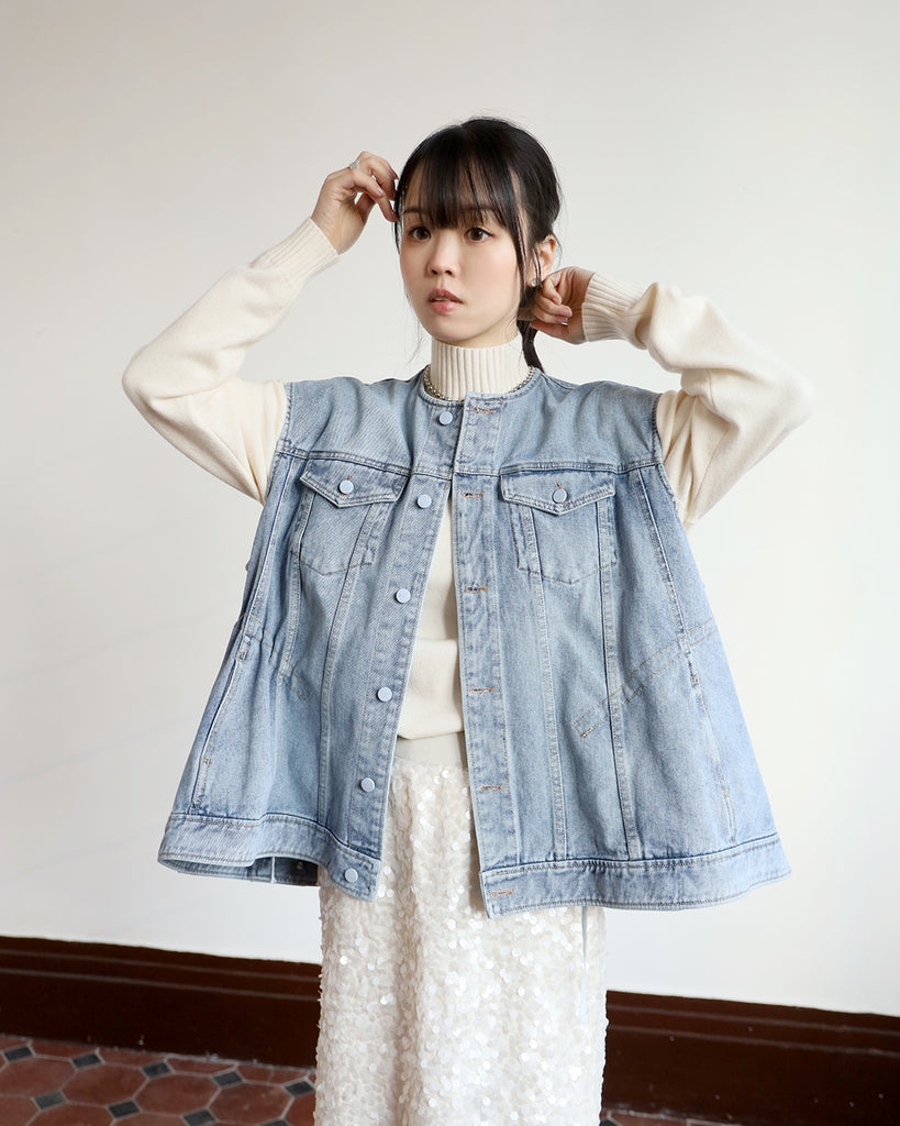 Peplum Hem Denim Vest (2 colors)