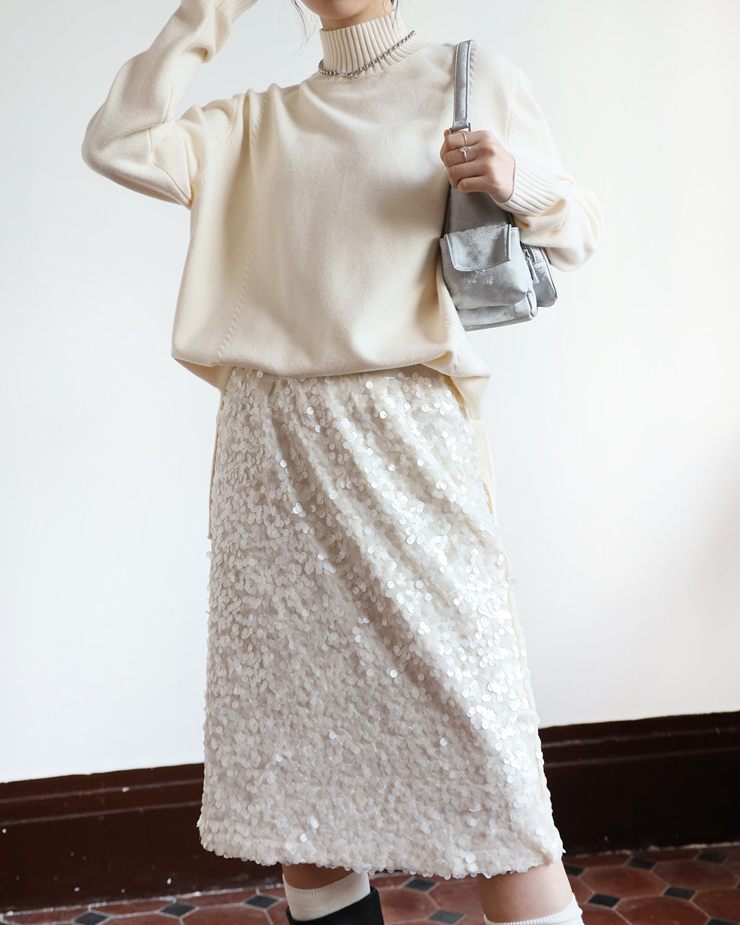 Matte Sequin Midi Skirt (2 colors)