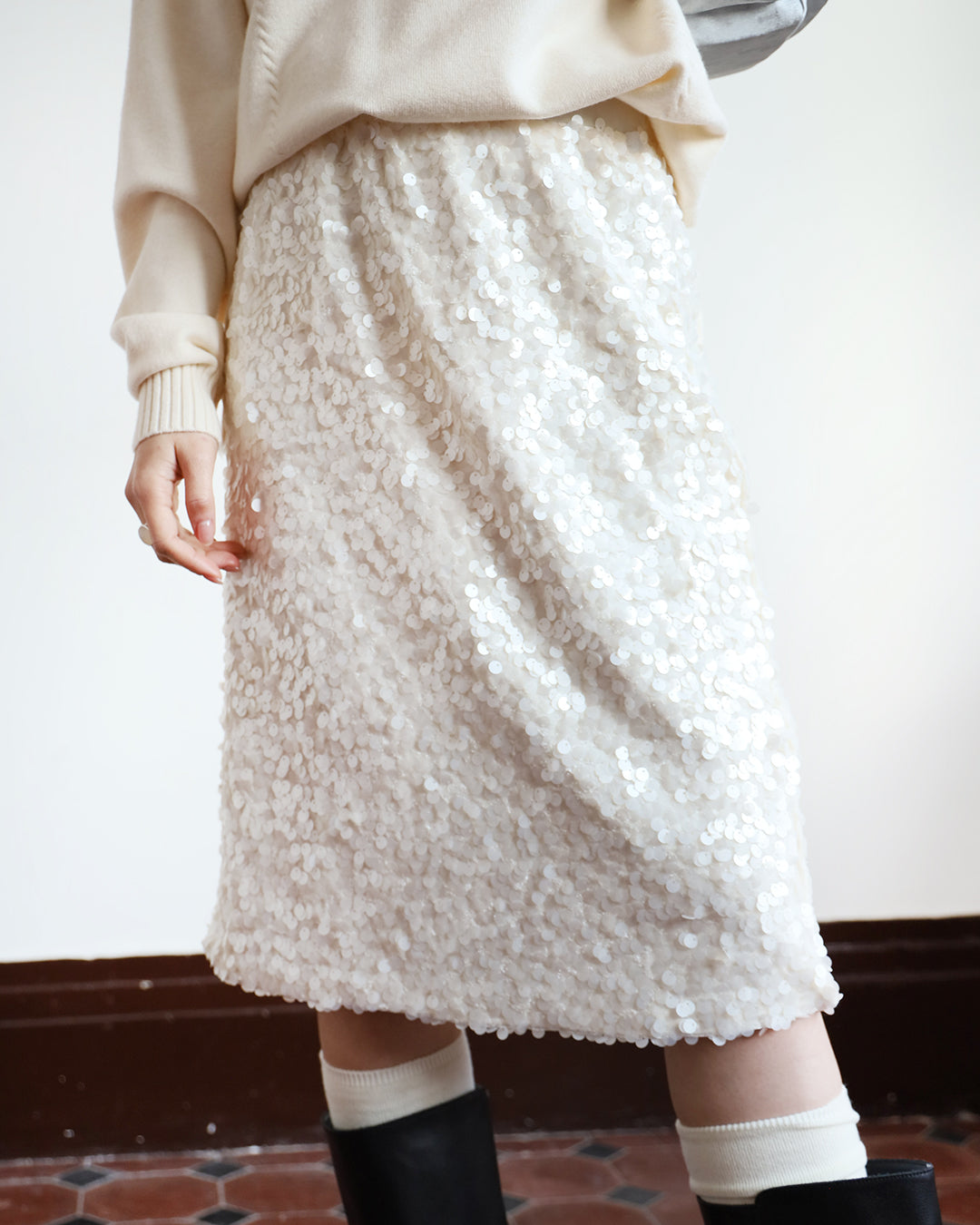 Matte Sequin Midi Skirt (2 colors)