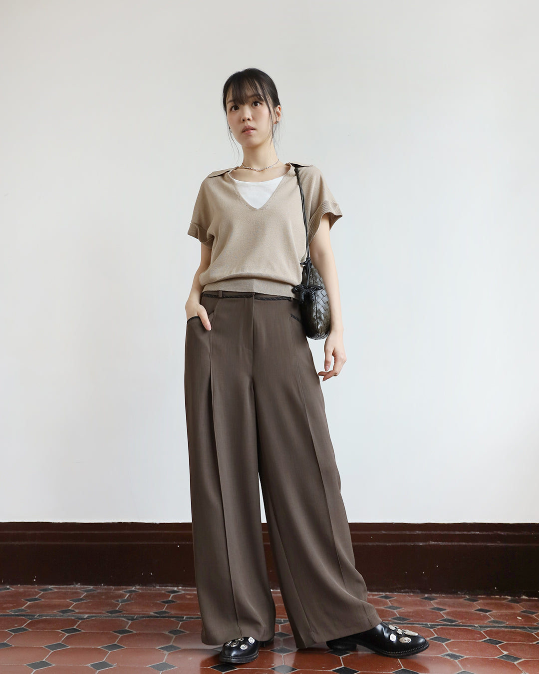 Contrast Trim Pleated Pants (3 Colors | Size S - L)