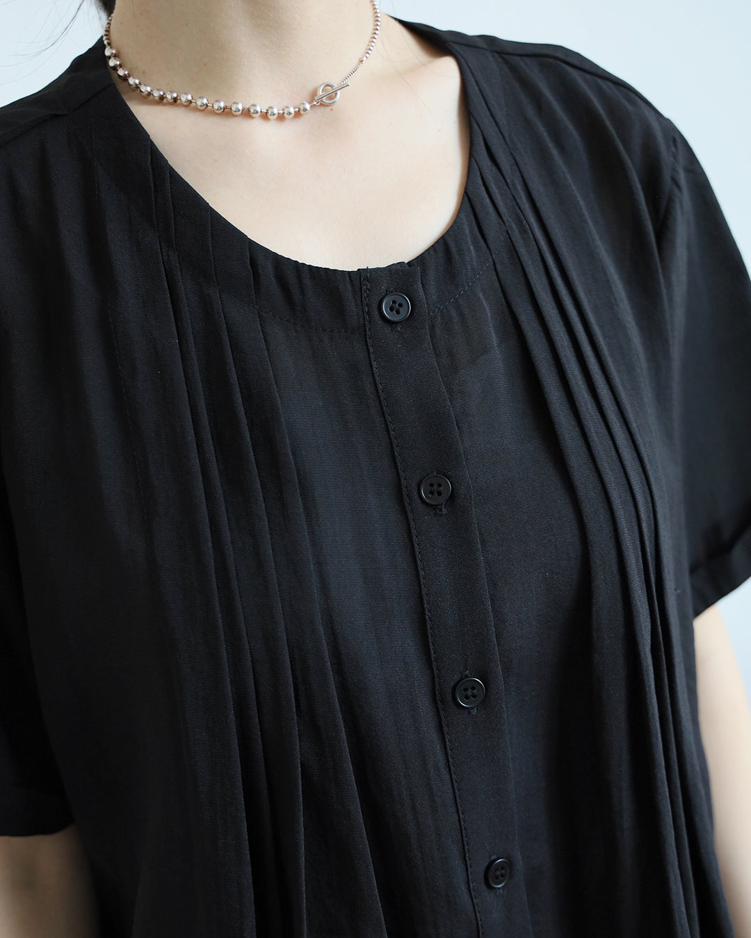 Pintuck Shirt with Mesh Hem (2 Colors)