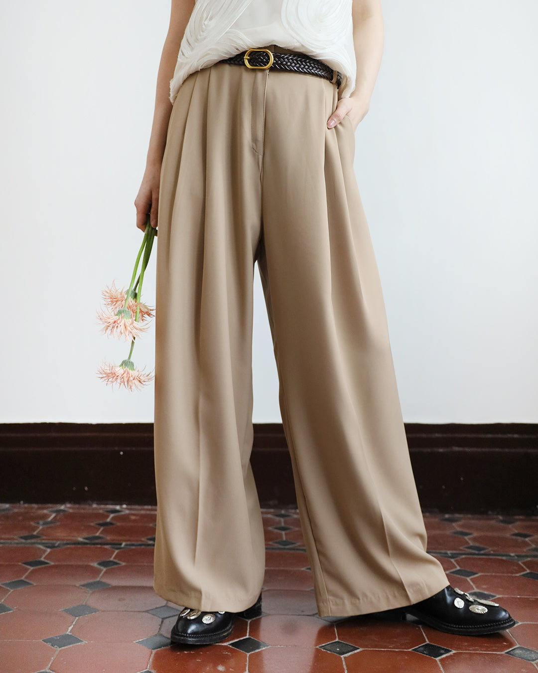Wide-Leg Pleated Trousers (3 colors | Size S-XXL)