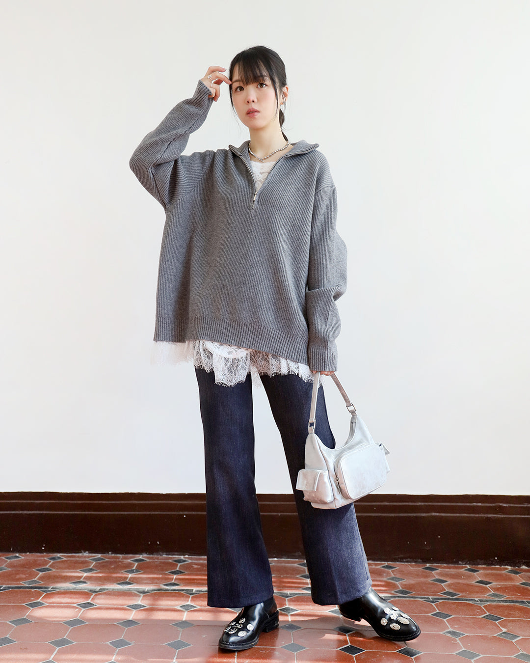 *Asymmetric Lace Trimmed Top (2 colors)