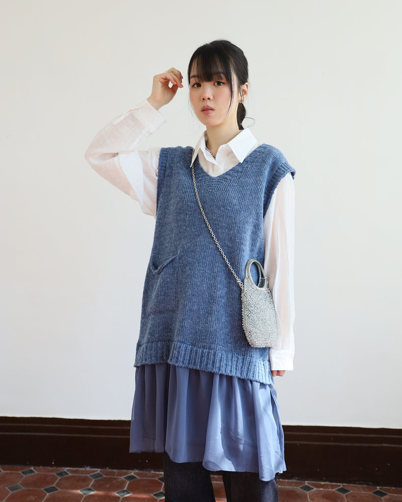 Chiffon Layer Knitted Vest (2 colors)