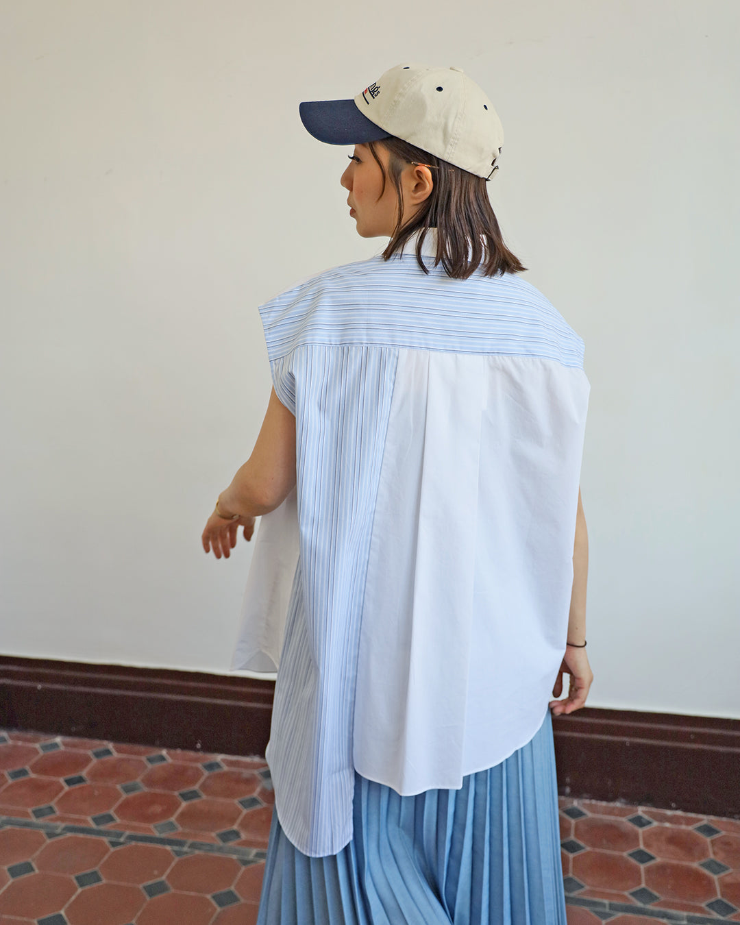 Asymmetric Fabric Mix Shirt (Size L only)