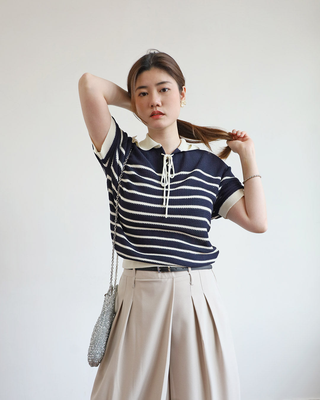 Striped Lace Up Top (2 colors)