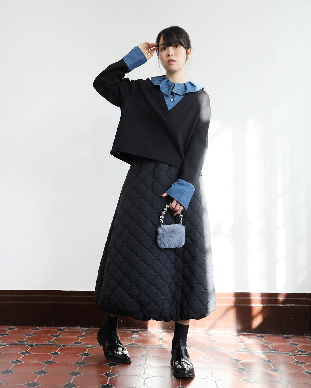 2 in 1 Ruffle Collar Sweatshirt (2 Colors)
