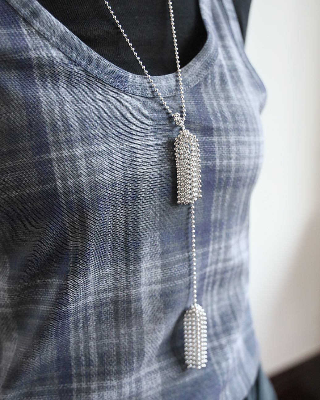 Basic Top + Checker Mesh Vest (Set) (3 color)