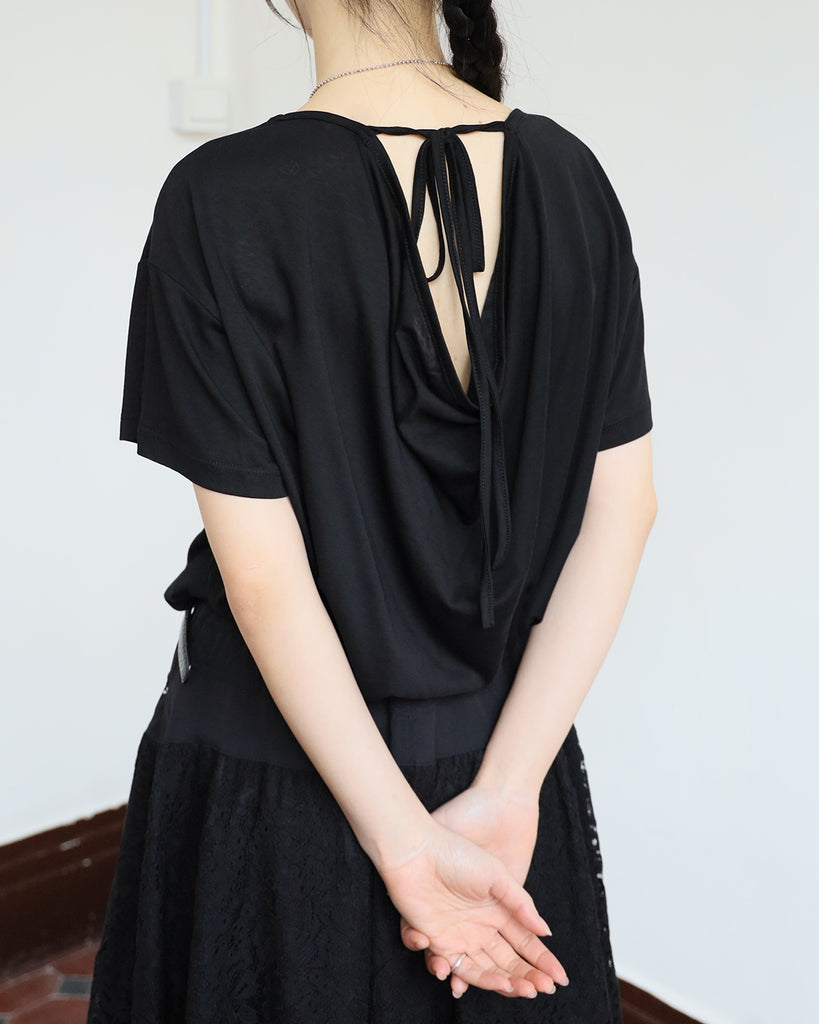 Back Cutout Tie-Neck Tee