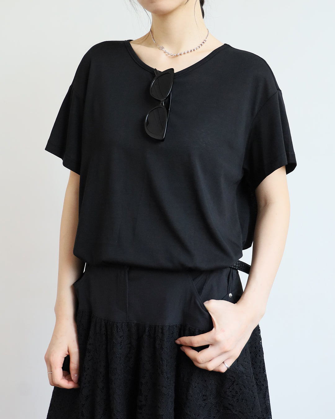 Back Cutout Tie-Neck Tee