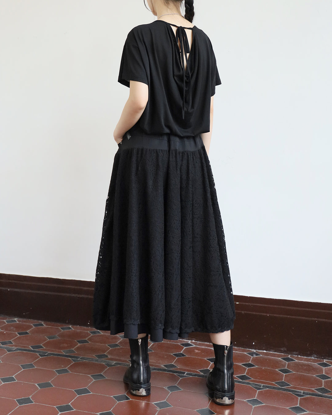 Back Cutout Tie-Neck Tee