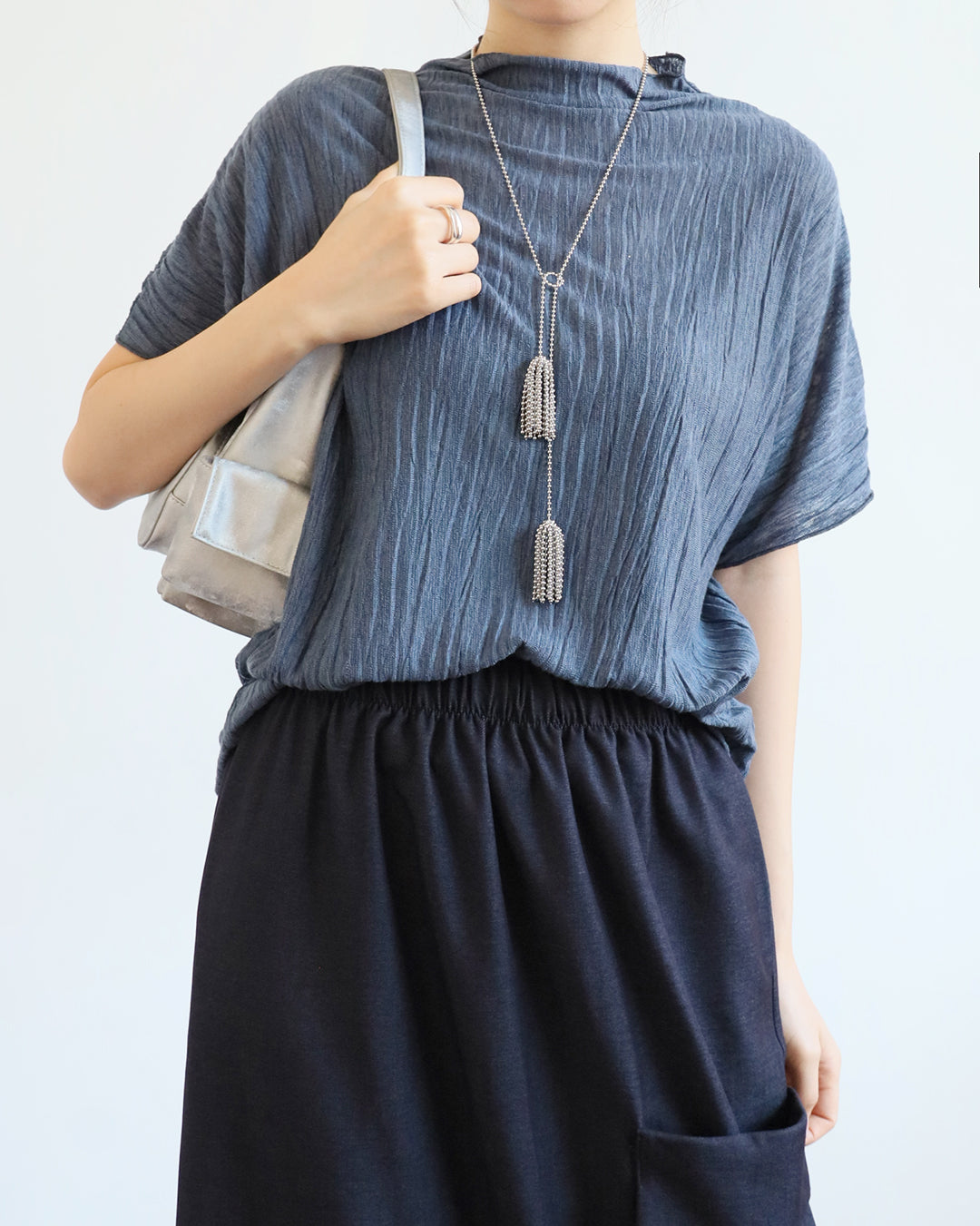 Turtleneck Crinkle Fabric Top (3 color)