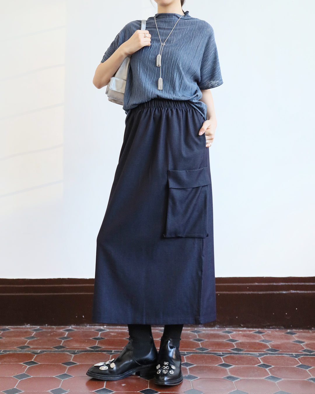 Turtleneck Crinkle Fabric Top (3 color)