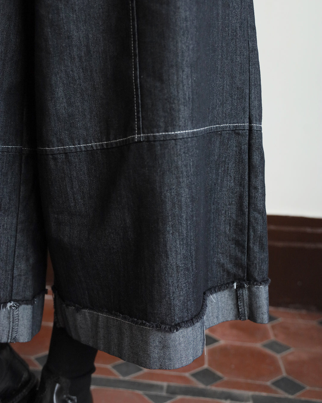 The Folded-Hem Denim Culottes