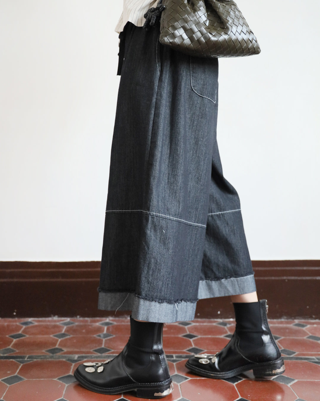 The Folded-Hem Denim Culottes