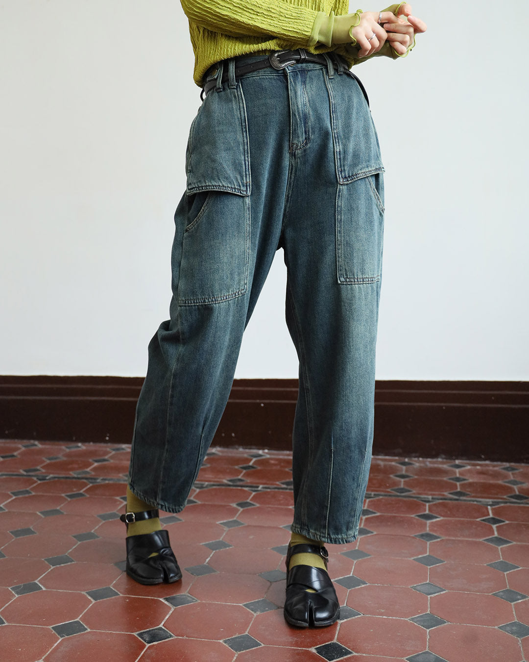 Patch Pockets Jeans (Size S - L)
