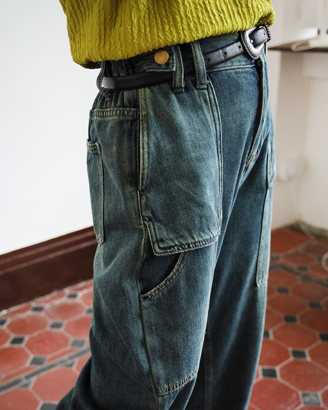 Patch Pockets Jeans (Size S - L)