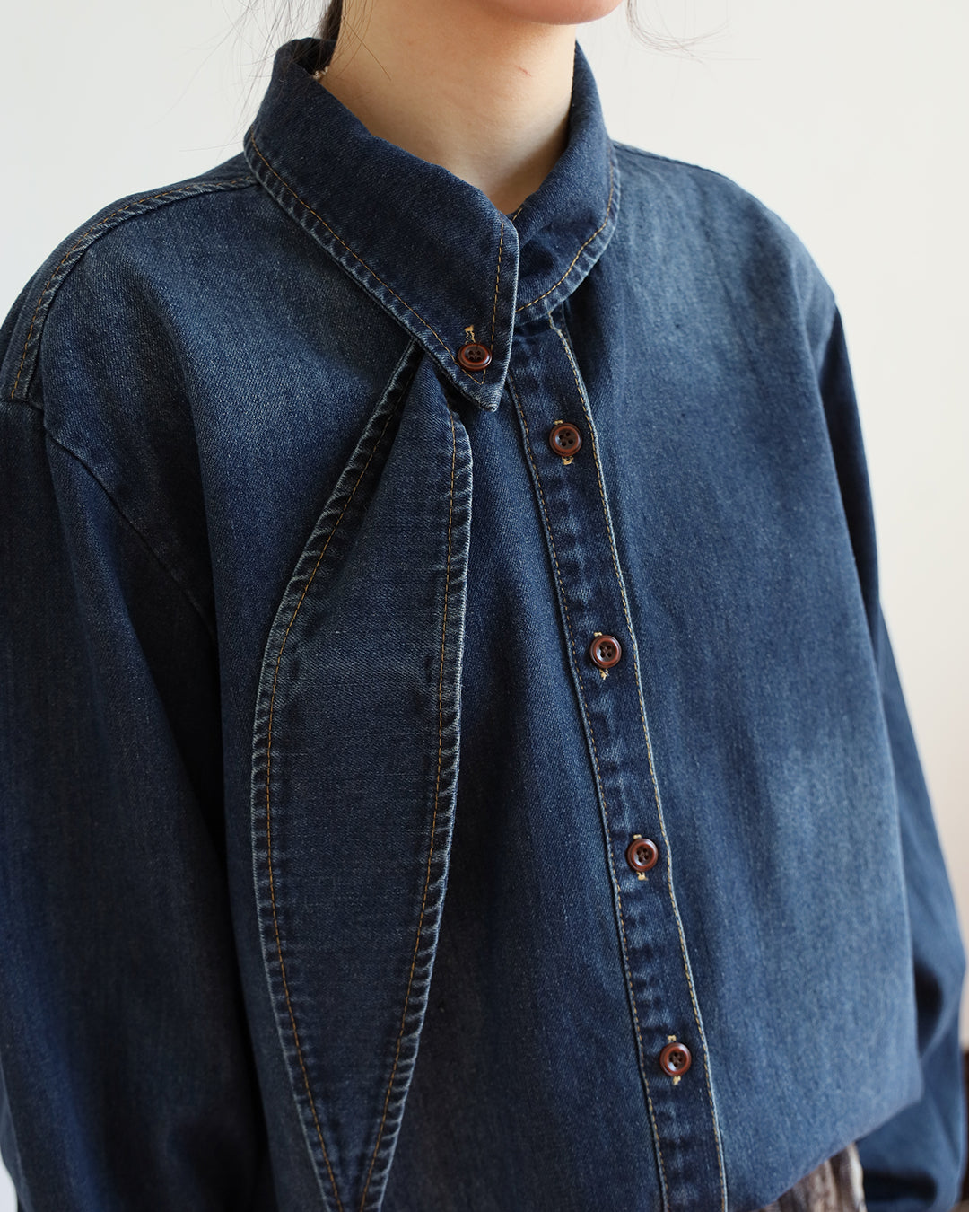 Tie Collar Denim Shirt