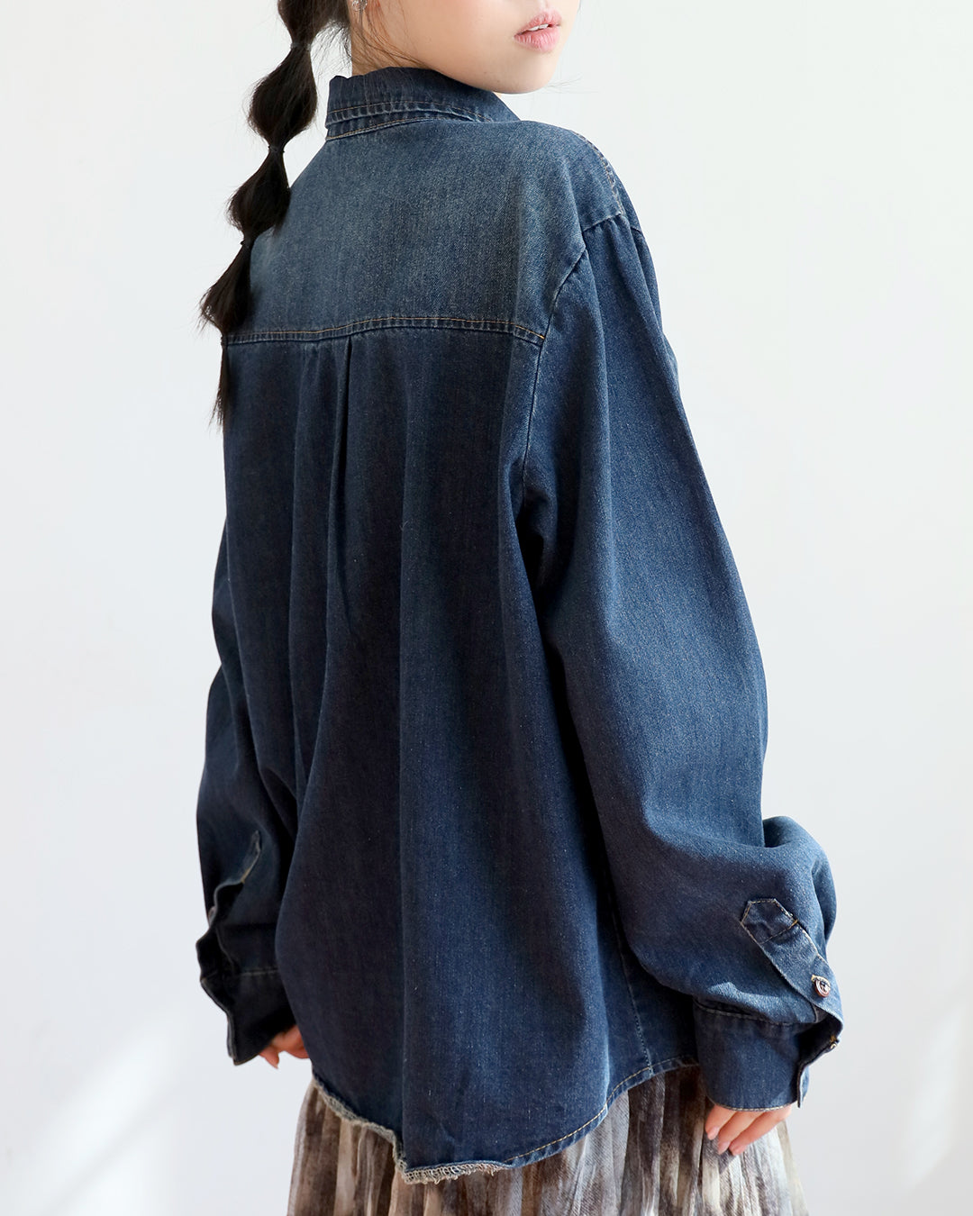 Tie Collar Denim Shirt