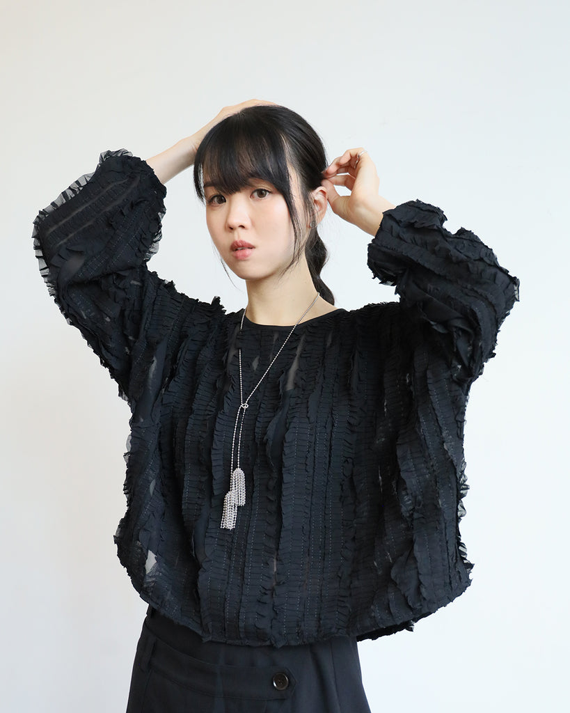 Pleated Trim Top (2 color)