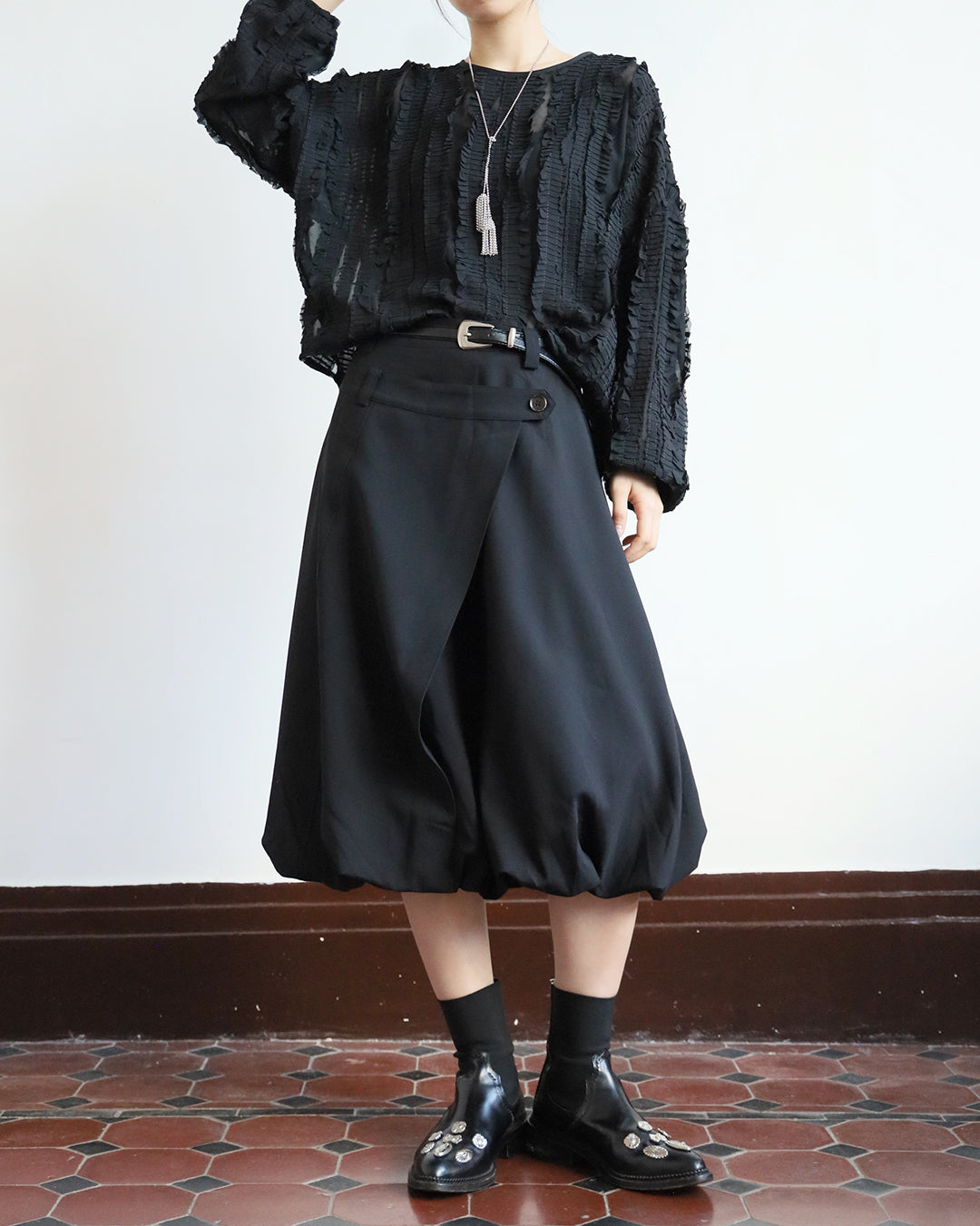 Pleated Trim Top (2 color)