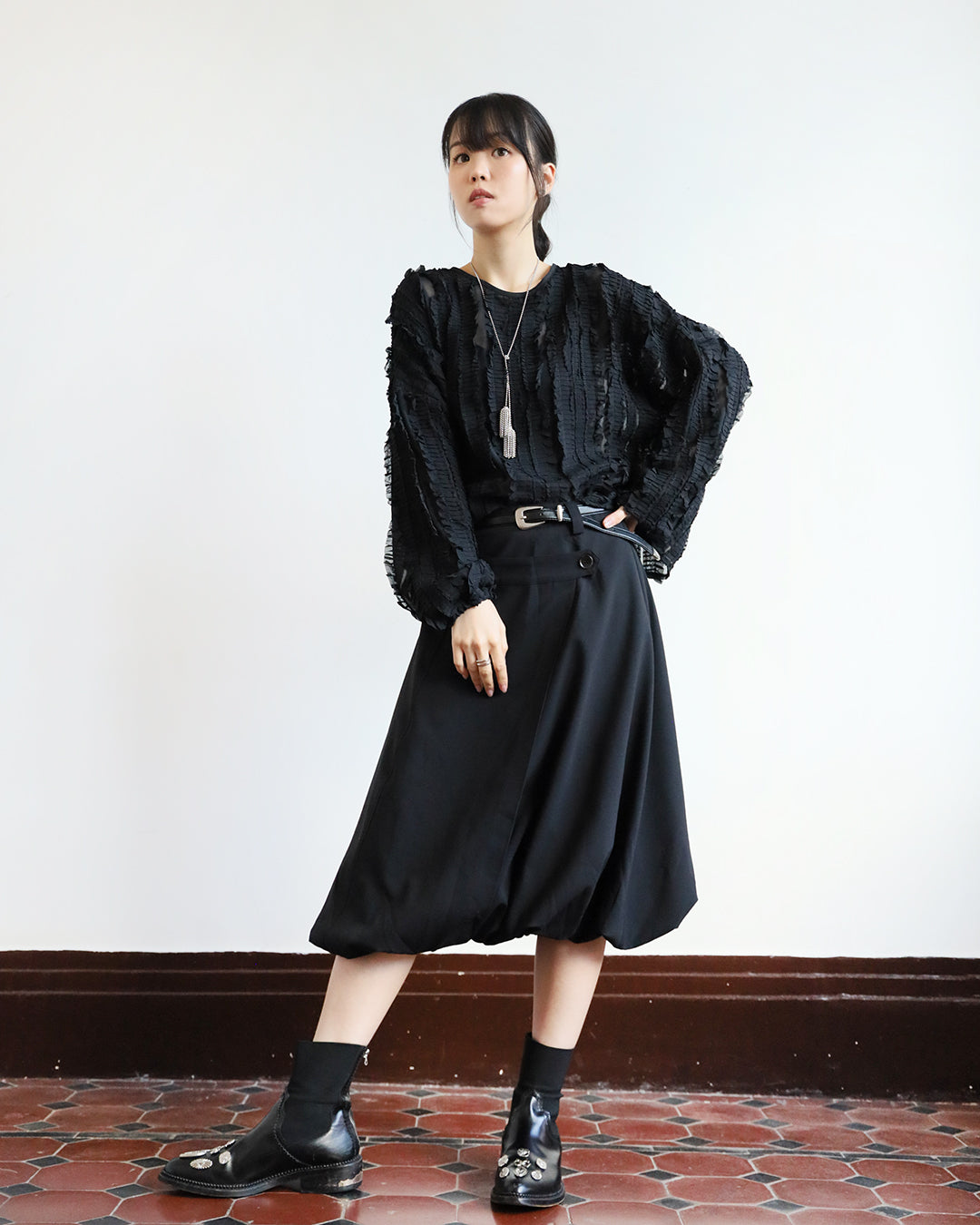 Pleated Trim Top (2 color)