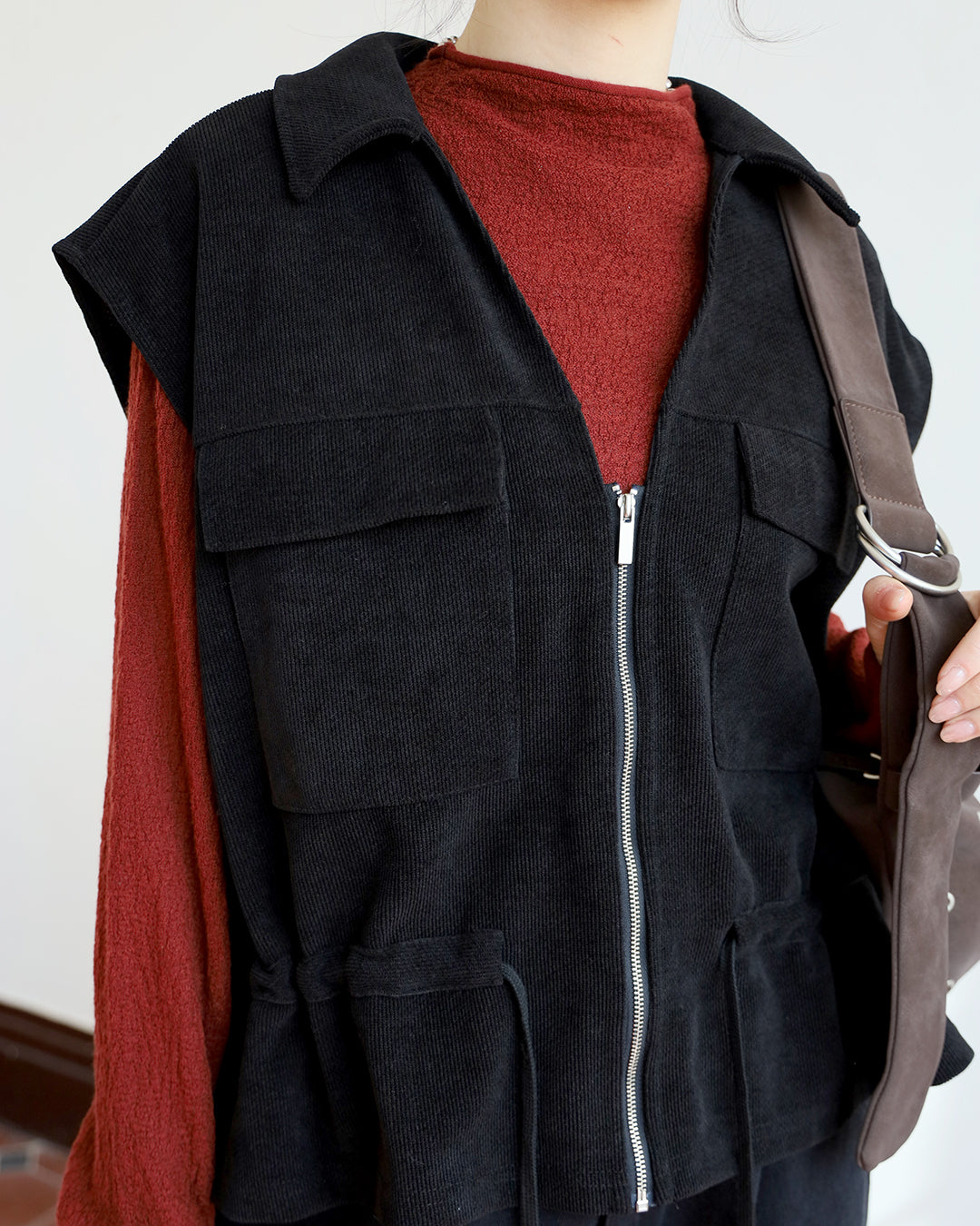 Front Pockets Drawstring Vest (4 colors)