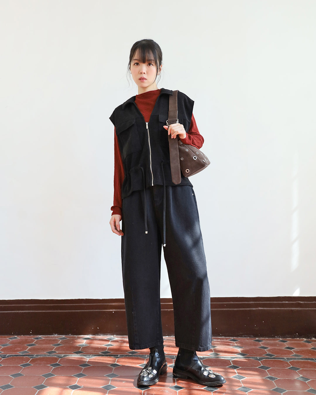 Front Pockets Drawstring Vest (4 colors)