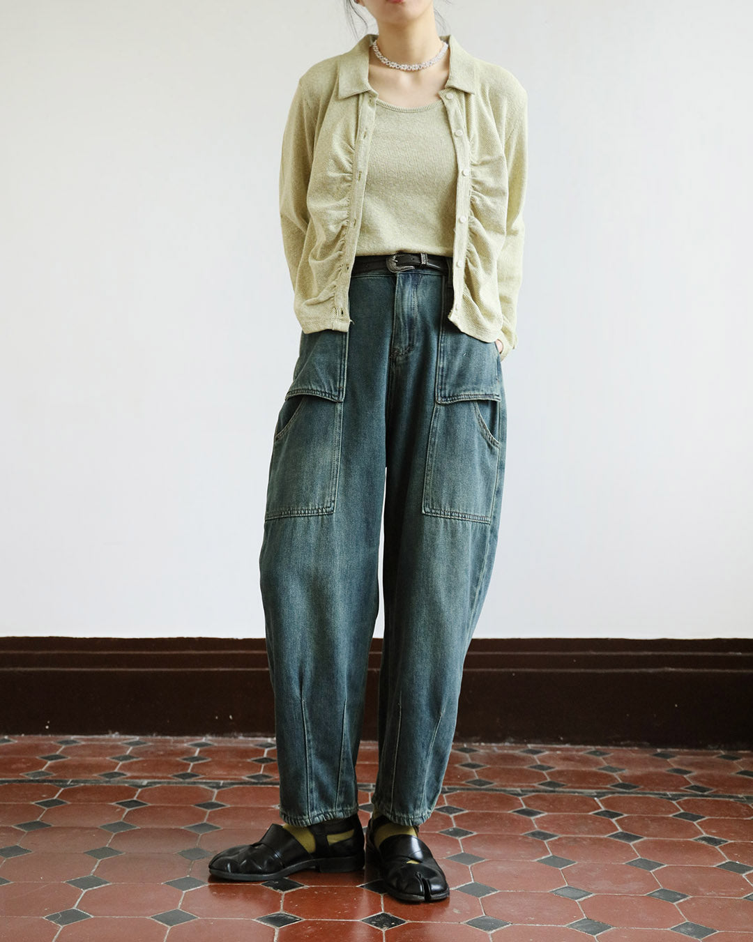 Patch Pockets Jeans (Size S - L)