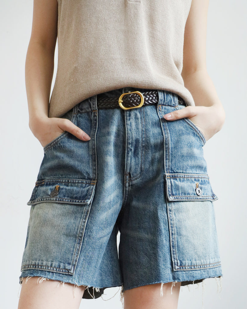 Denim Shorts w/ Front Flap Pockets (Size S - L)