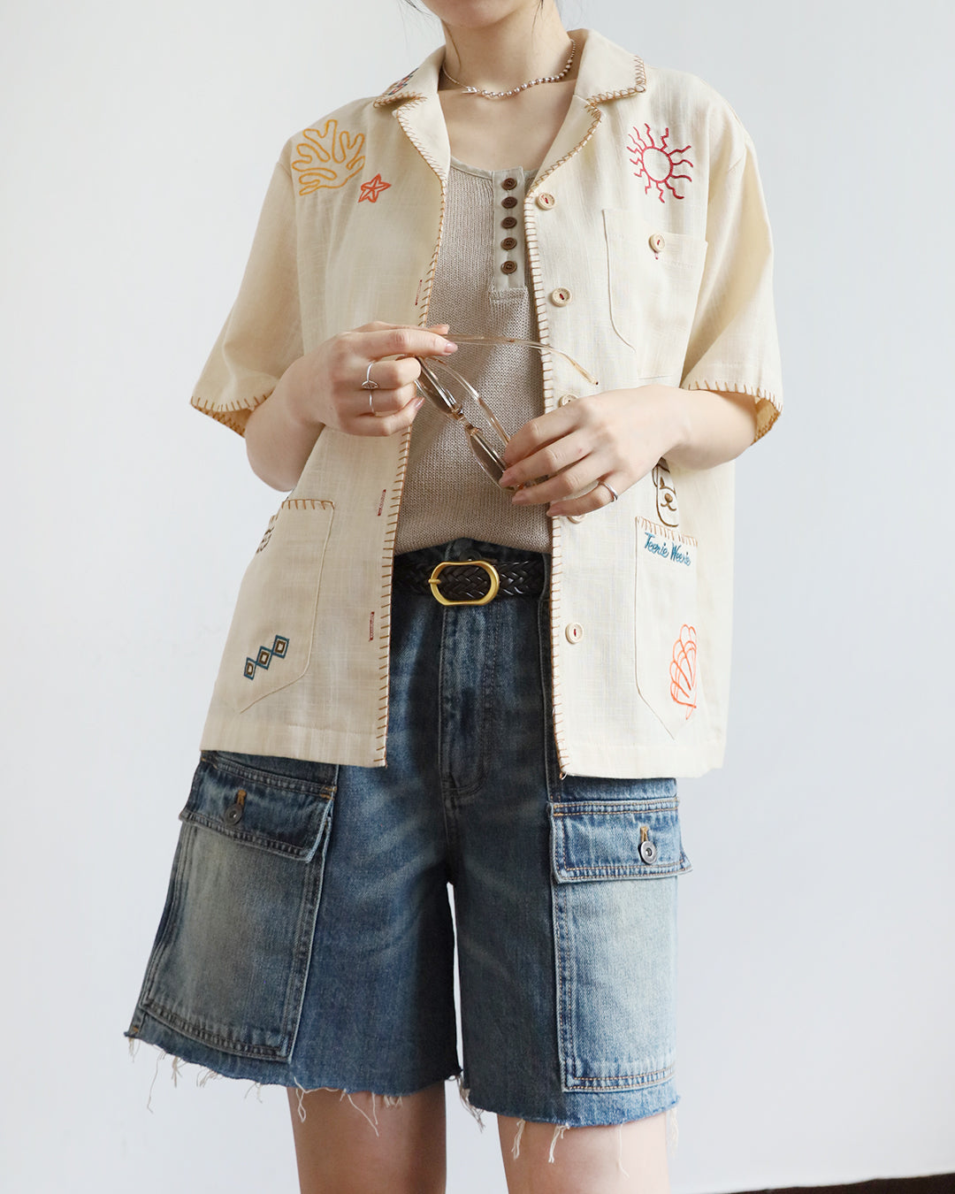 Denim Shorts w/ Front Flap Pockets (Size S - L)