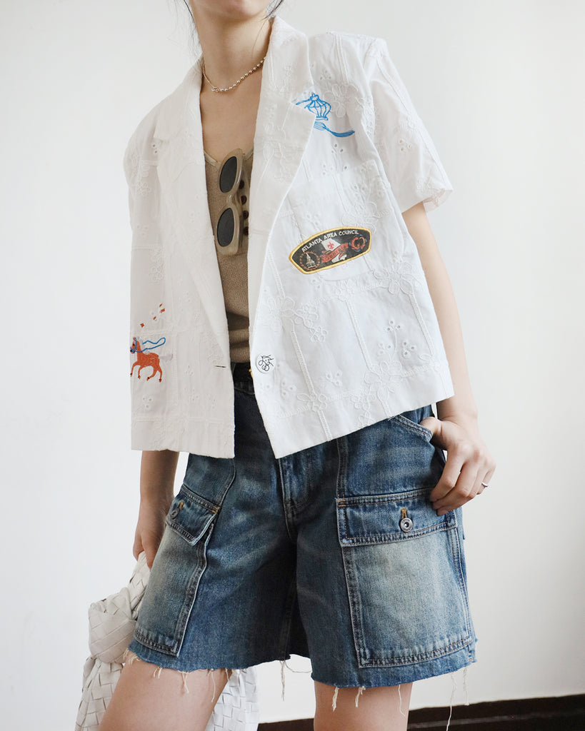 Embroidered Blazer with Badges (2 Colors)