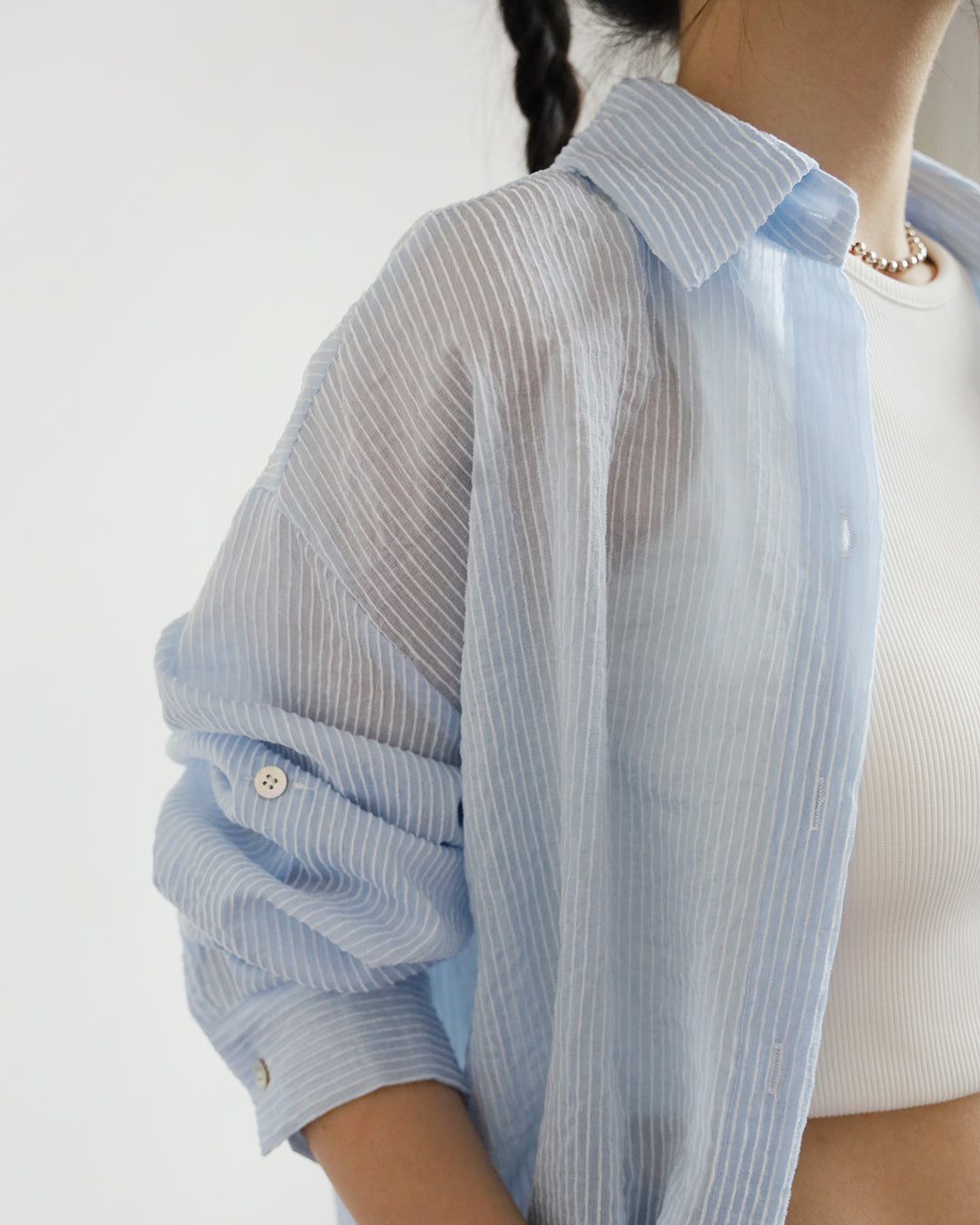 Sheer Pinstriped Shirt (2 colors)