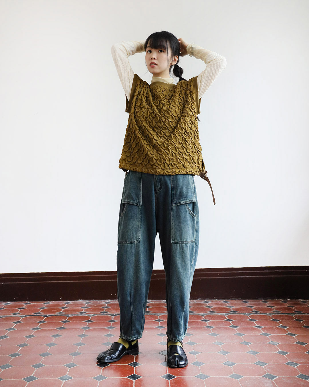 Patch Pockets Jeans (Size S - L)