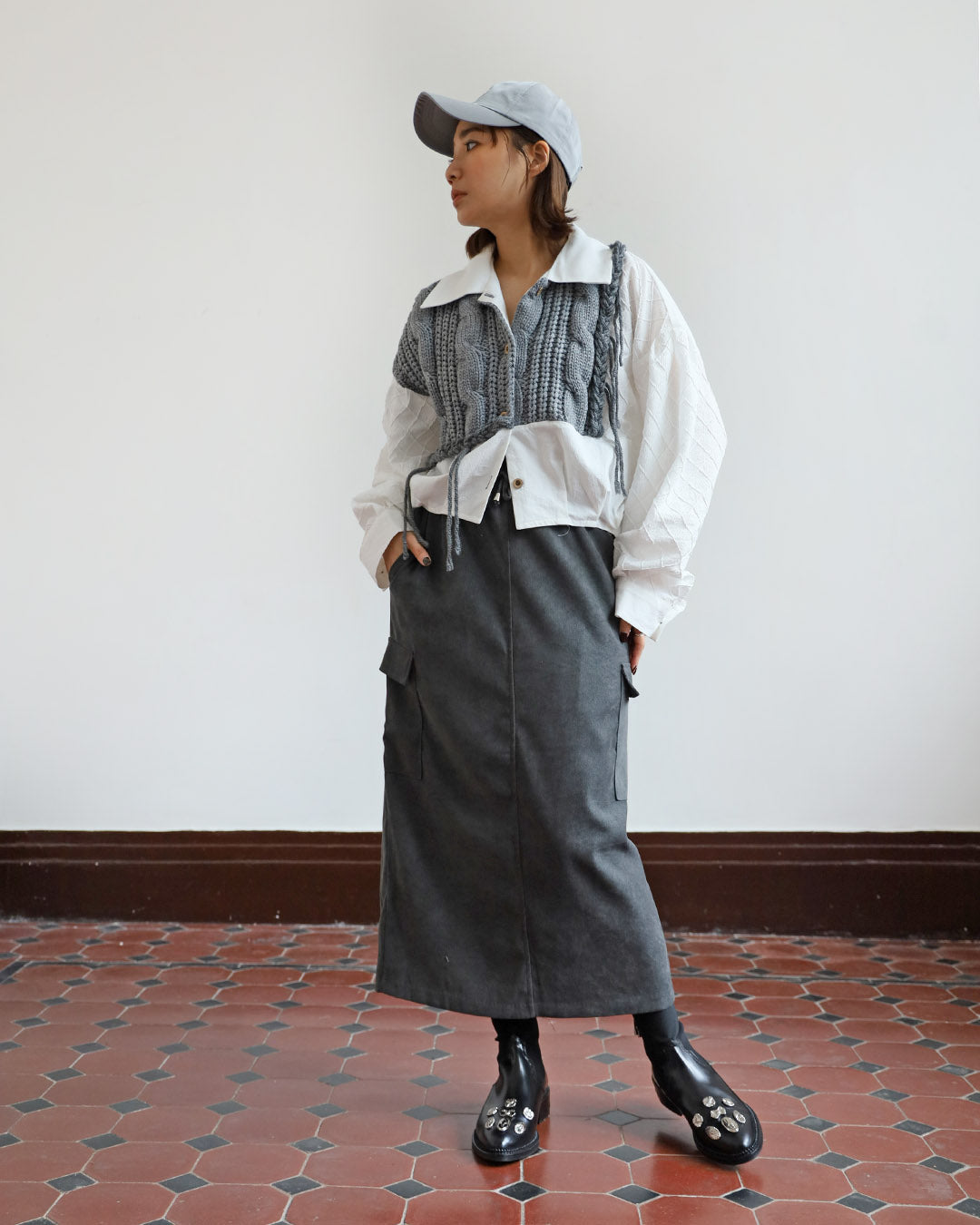 Knit Fabric Mix Shirt (2 color)