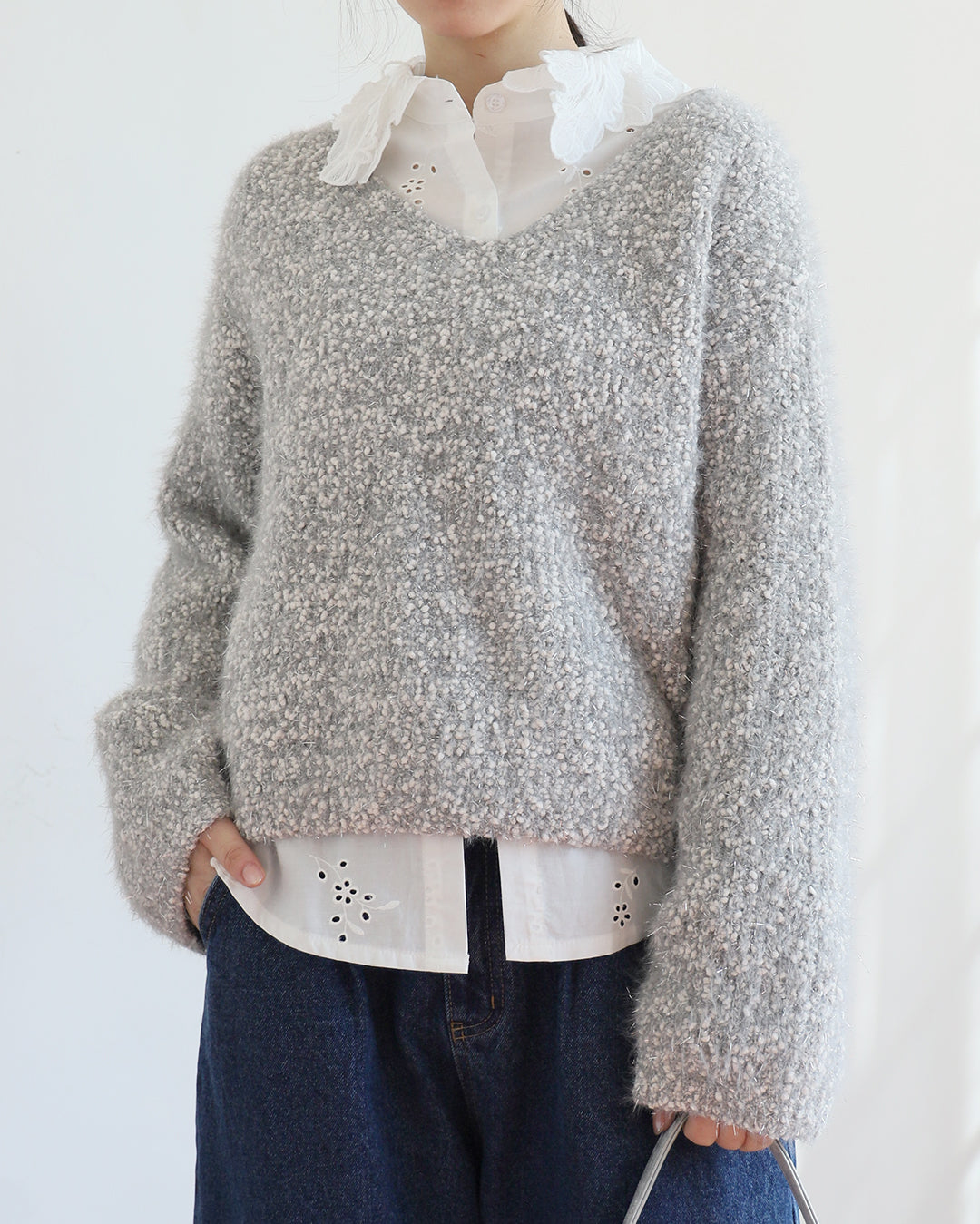 Embroidery Floral Collar Blouse