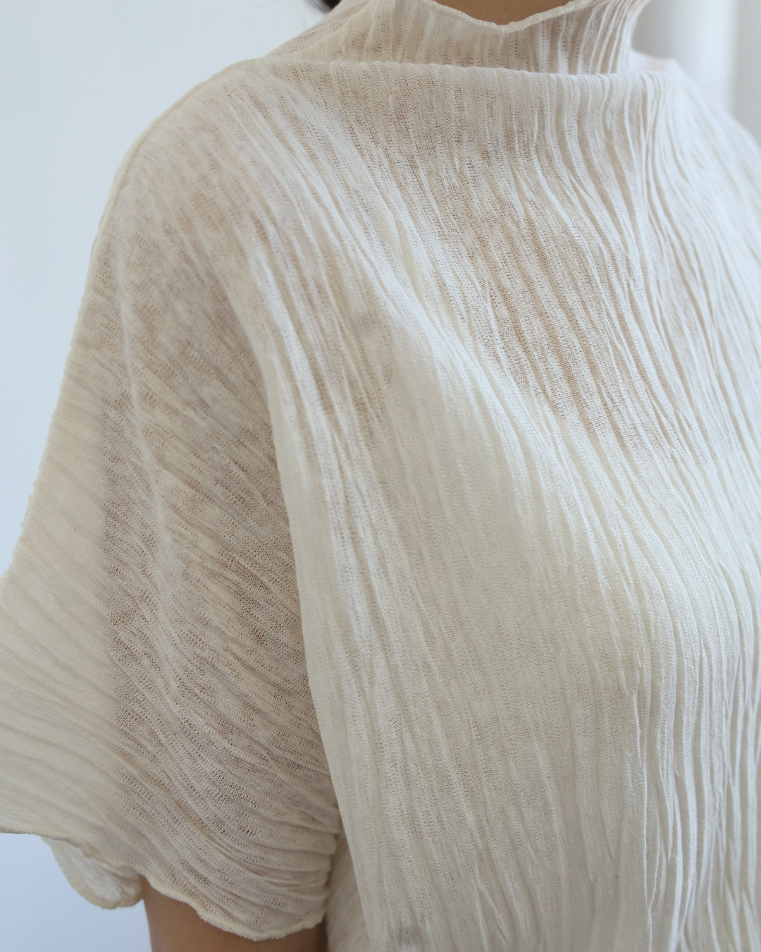 Turtleneck Crinkle Fabric Top (3 color)