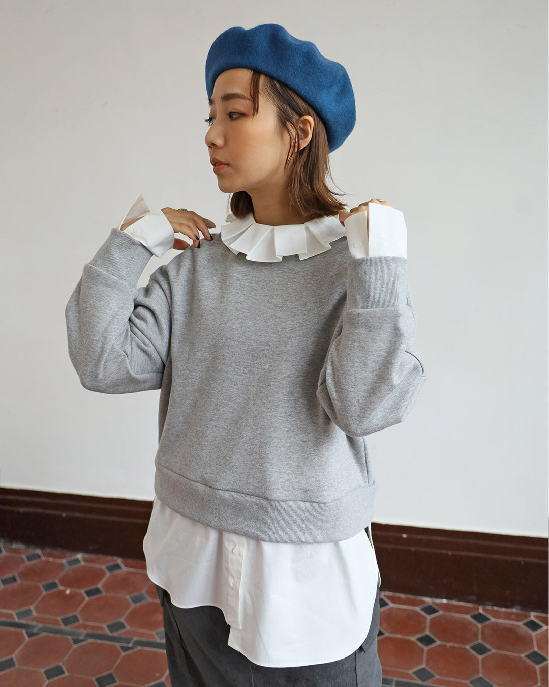 2 in 1 Pleated Collar Sweater (2 color)
