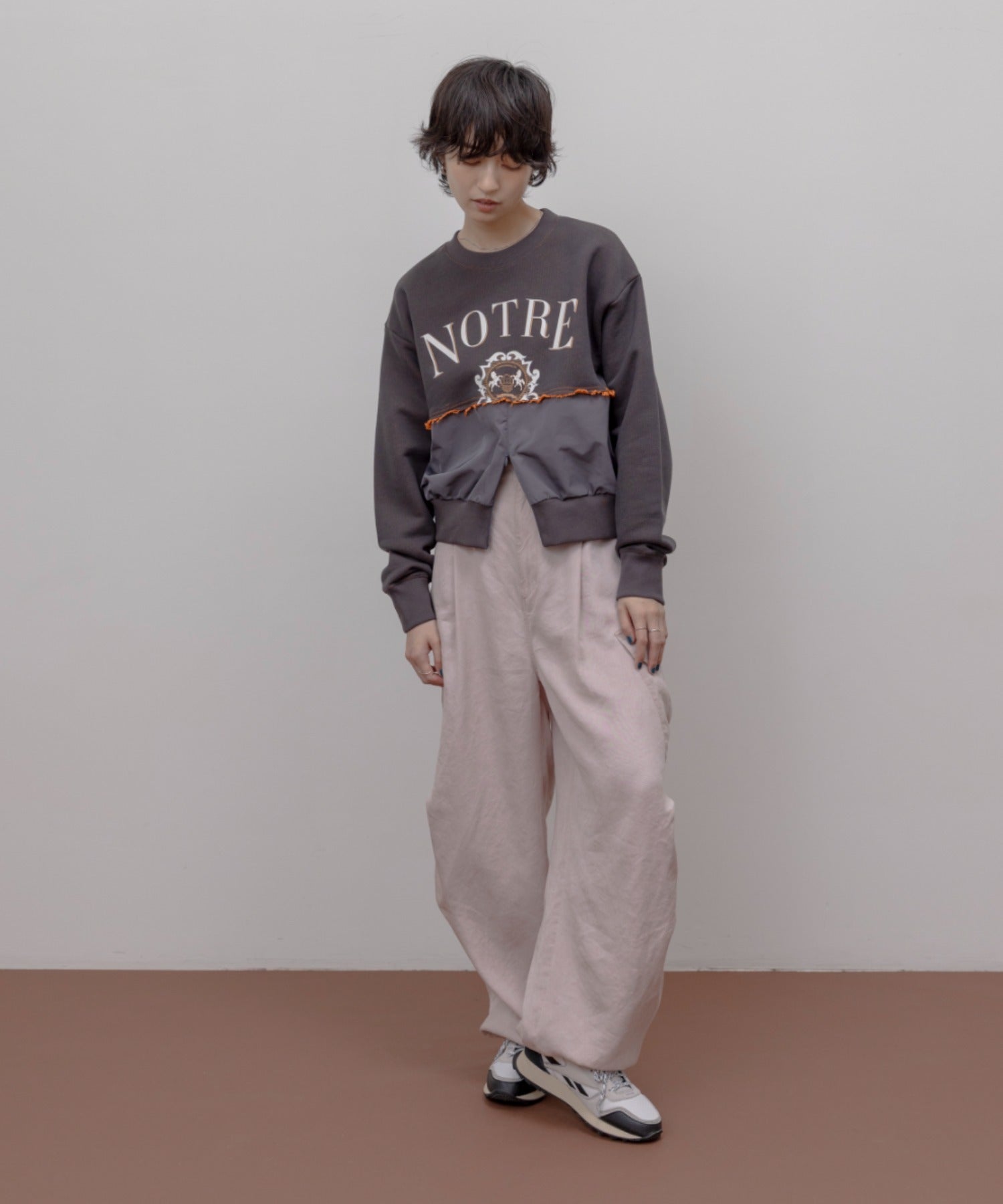 JAPAN BRAND - Mix Fabric Ruffle Trim Sweatshirt