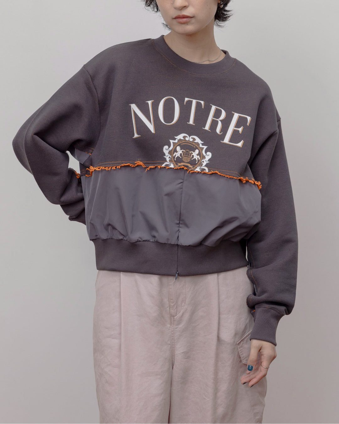 JAPAN BRAND - Mix Fabric Ruffle Trim Sweatshirt